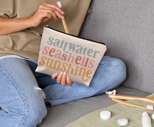 UINWK Beach Cosmetic Bag-6 Travel Makeup Pouch with Seashells, Sunscreen, Beach Gift