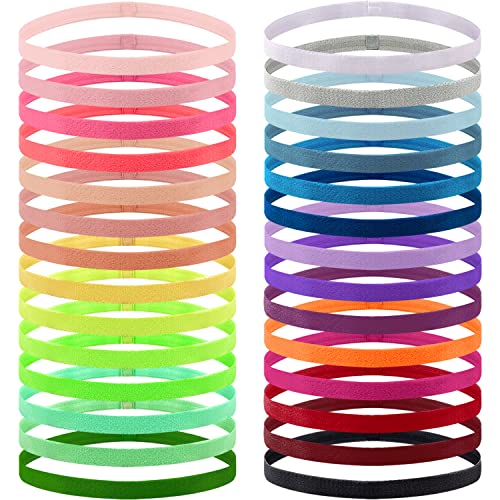 Duufin Lively Color 28-Pack Non-Slip Elastic Headbands for Women Men Girls – Sports & Exercise Hairbands