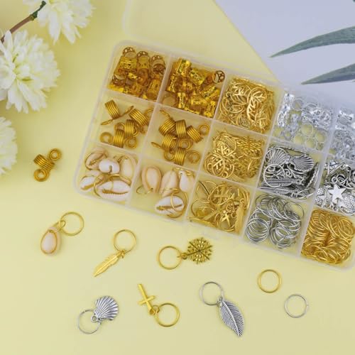 Hair Bead Jewelry 220Pcs Braiding Accessories Metal Charms & Cuffs for Braids