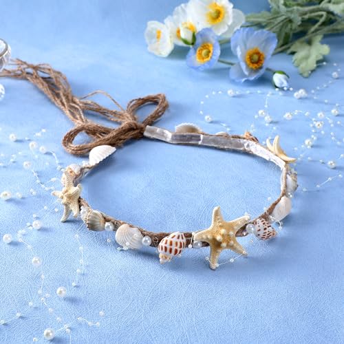 Seashell Crown Mermaid Headpiece with Starfish - Handmade Pearl Shell Crown for Beach Wedding (Variation: Starfish)