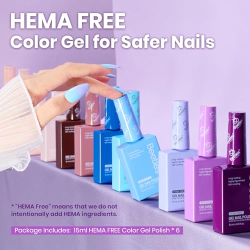 Beetles HEMA-Free Gel Nail Polish Set, 6-Color Wisteria Collection 15ml