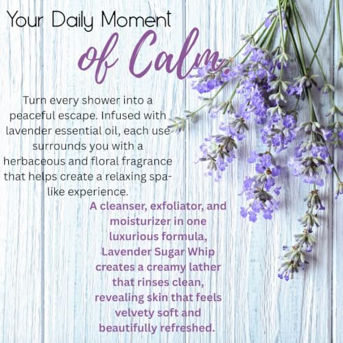 Primal Elements Lavender Sugar Scrub & Body Exfoliant 10 oz - Moisturizing Face & Body Cleanser with Essential Oil