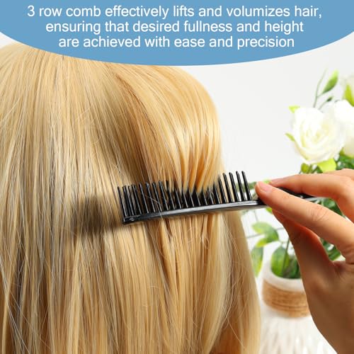SIMPOR 3-Row Hair Comb for Detangling & Styling - Black