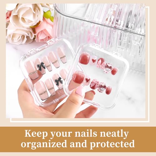 YINGJEE 15-Piece Press On Nail Storage Box Set with Adhesive Tape & Files