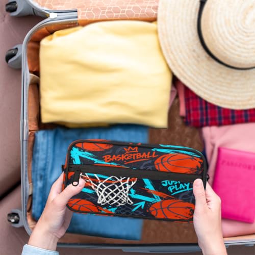 PATTERNFUL Basketball Travel Toiletry Bag for Kids - Waterproof Hanging Organizer