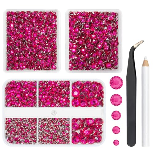5070PCS Dark Rose Pink Flatback Resin Rhinestones Set for DIY Crafts