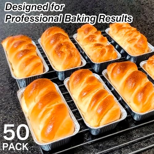 MOACOCK 50 Pack Mini Loaf Pans - 6" x 3.5" Aluminum Foil for Baking