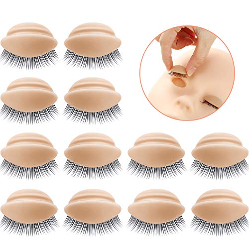Maitys 6 Pairs Replacement Eyelids for Lash Mannequin Head - Tan Color