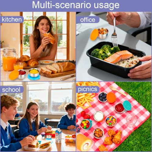 10-Pack Stainless Steel Salad Dressing Containers with Lids - Leakproof & Reusable