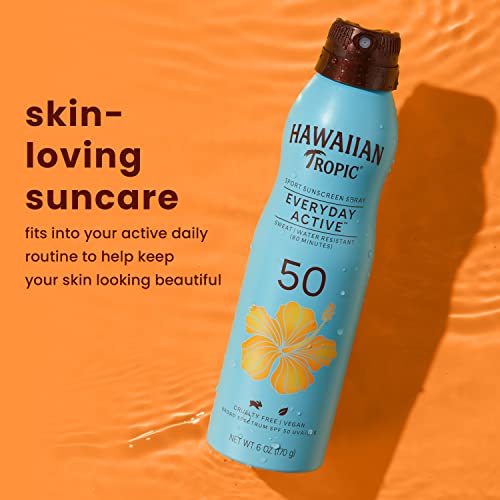 Hawaiian Tropic SPF 50 Sunscreen Spray - Water & Sweat Resistant, 6 oz