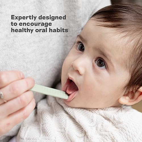 ezpz Baby-Led Toothbrush + Tongue Depressor Dual Pack - Sage