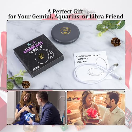 LanJo LED Compact Mirror with Light - Air Sign, 1X/5X Magnification
