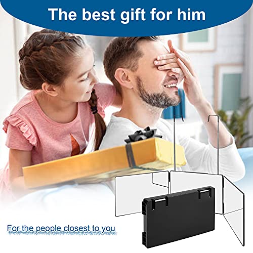LMZNXCZ 3 Way Mirror for Self Hair Cutting,360 Haircuts Men for Barber Use Tools,to See Back of Head,Tri Fold Mirror with Portable Height Adjustable Telescoping Hooks