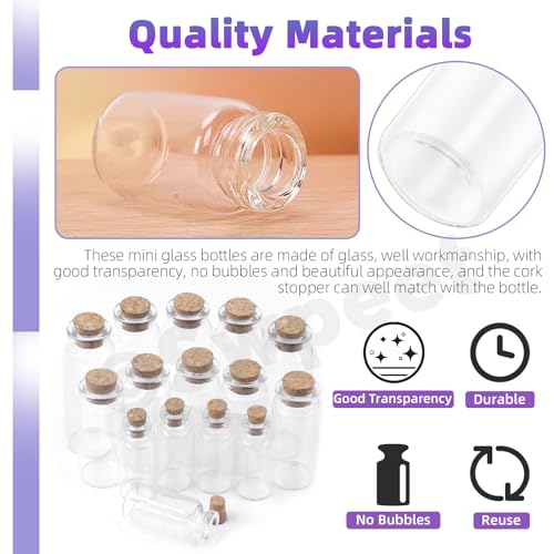 Mini Glass Bottle Kit with Cork Stoppers, Eye Screws, Twine & Labels - DIY Craft Supplies