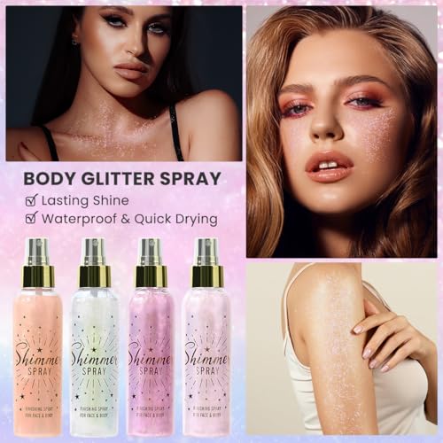 Pink Glitter Body & Hair Spray 3.72 fl oz for Festival & Raves - ZENTANMEI