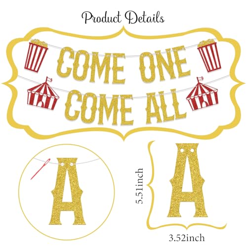 Come One Come All Circus Banner for 1st Birthday Party Decorations