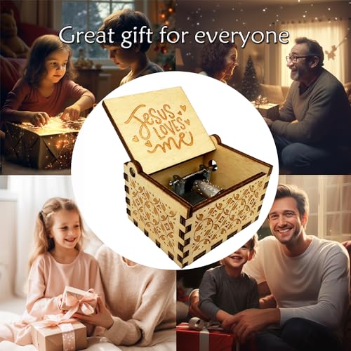 Youtang Jesus Loves Me Wooden Music Box - Handcrafted Keepsake Gift