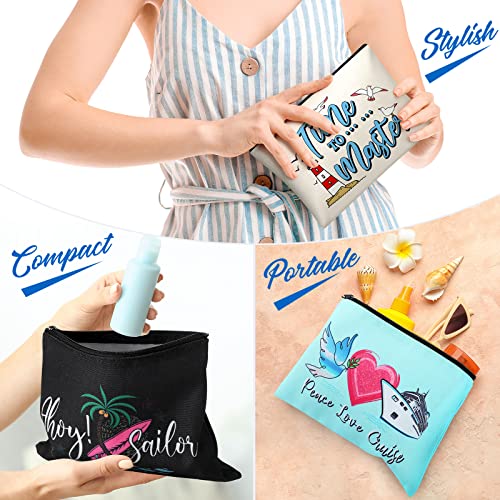 16-Piece Nautical Cruise Cosmetic Bag Set - Travel Makeup Pouch Organizer