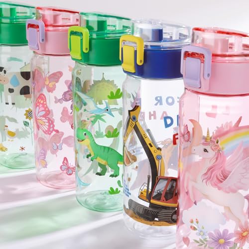 Wooshwa Tritan Kids Water Bottle 18.6 Oz Leakproof with Straw