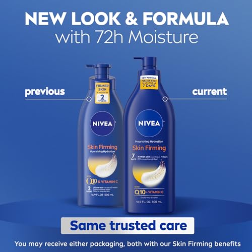 NIVEA Nourishing Hydration Skin Firming Body Lotion, 16.9 FL OZ - Q10 & Vitamin C for 72-Hour Moisture
