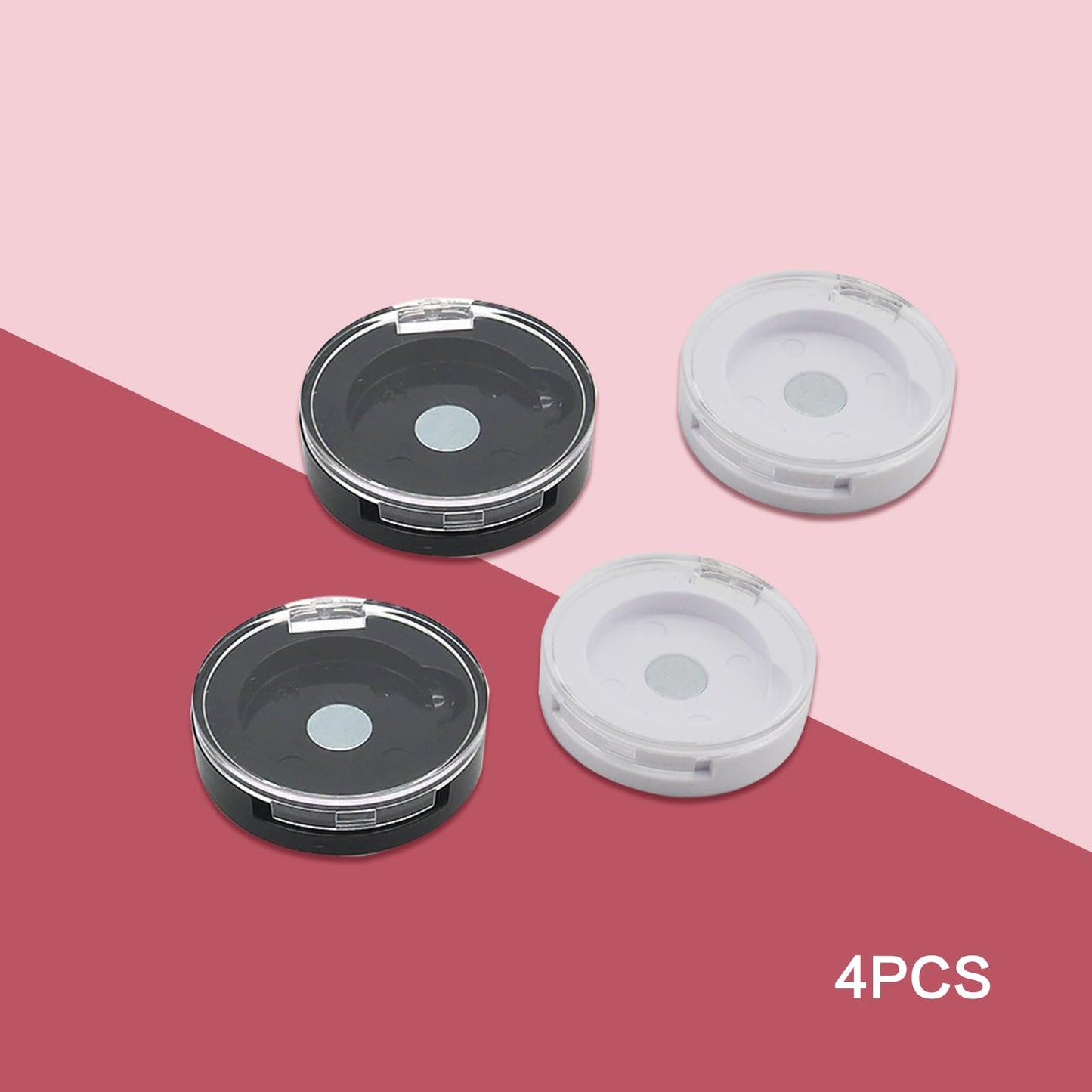 4Pcs Empty Magnetic Eyeshadow Cases,Refillable Magnetic Makeup Eyeshadow Lipstick Palette Container Pans,Round Depotting Makeup Containers for Eyeshadow Lipstick Blush Powder for Travel Sample DIY