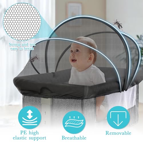 Portable Bassinet Mosquito Net Cover - Breathable Mesh Canopy for 36x21 Inch Bassinets
