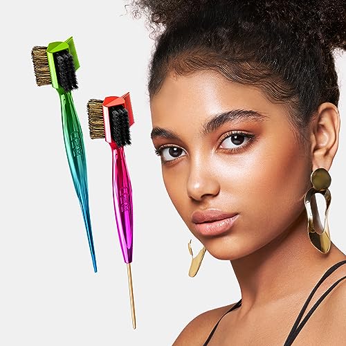 Red by Kiss 4-in-1 Rat Tail Edge Styling Brush with Boar Bristles for Thick Curly Hair