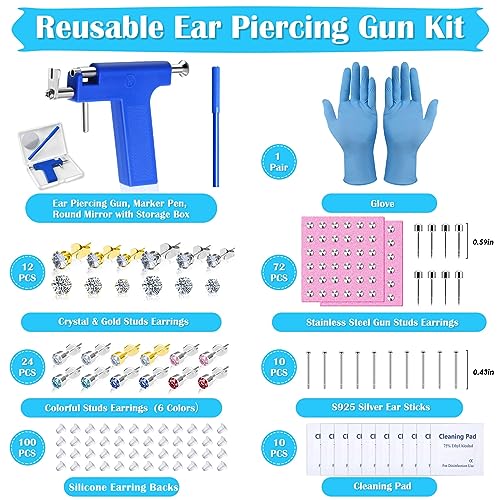 Professional Ear Piercing Gun Kit with Stainless Steel Studs