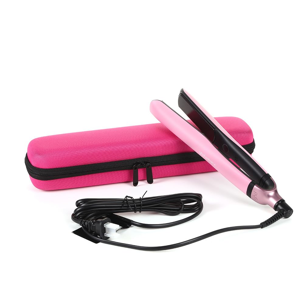 REQO EVA Hard Carry Travel Case,Hair Straightener Case for Classic Hair Straightener Curling Irons Styler,Flat Iron Storage Carrying Pouch for Vacation with Handle(Only Case) (Rose Red)