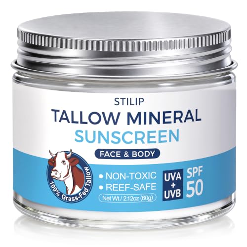 Beef Tallow SPF 50 Mineral Sunscreen for Face & Body, 2.12 oz