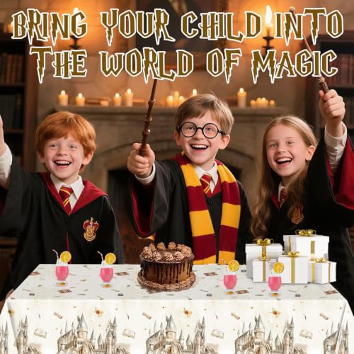 3PCS Magical Wizard School Tablecloth - Disposable Plastic Covers for Parties