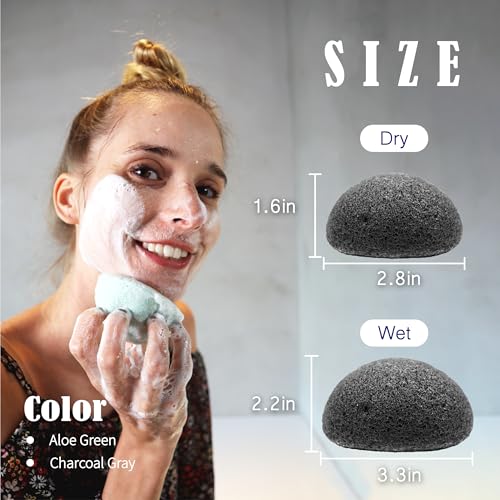 myHomeBody Natural Konjac Facial Sponge Set - Sage Green & Graphite Gray, Gentle & Vegan