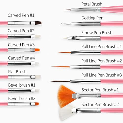 Nail Art Stamper Kit with 15 Brushes for French Tips - 17 PCS