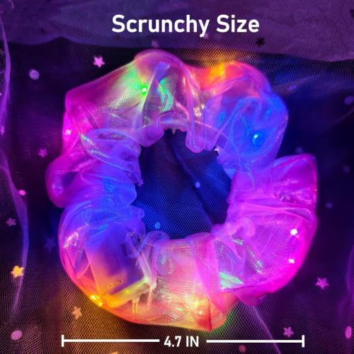 MiraWish LED Mermaid Pearl Light Up Scrunchies - 20 Pack Glow Accessories