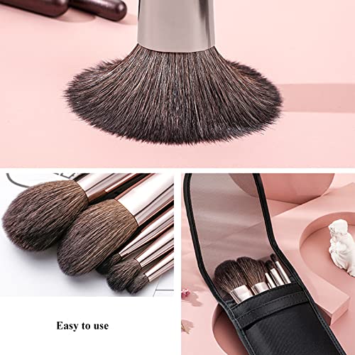 5-Piece Travel Makeup Brush Set with Pouch - Premium Goat Hair