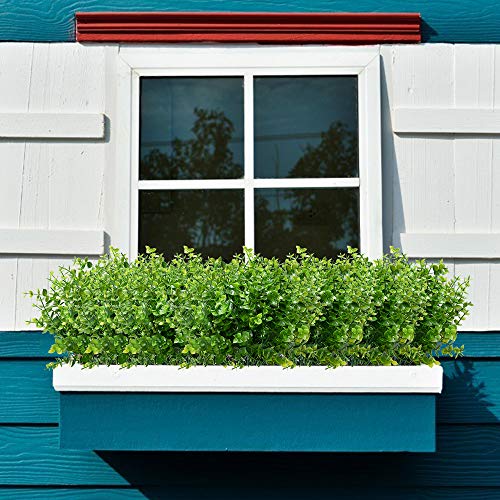 KLEMOO 8 Bundles UV Resistant Artificial Boxwood Plants for Home Decor