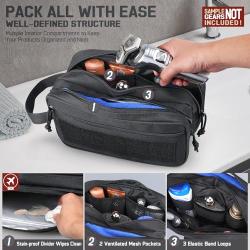 RXW Tactical Toiletry Bag for Men - Compact Black Travel Organizer