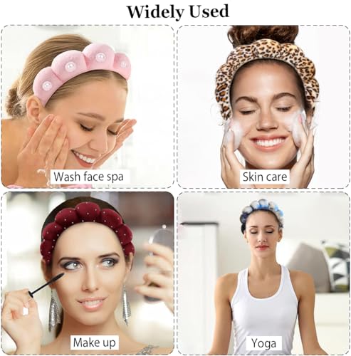 Dolebao Brown Leopard Spa Headbands for Face Washing & Skincare, Soft & Absorbent Makeup Hairbands