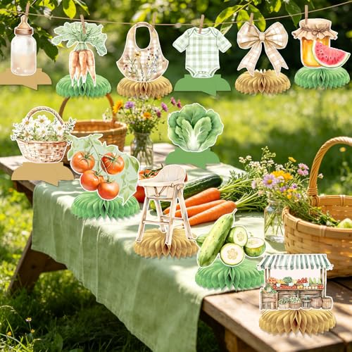 Farmers Market Baby Shower Decorations - 12 Honeycomb Centerpieces