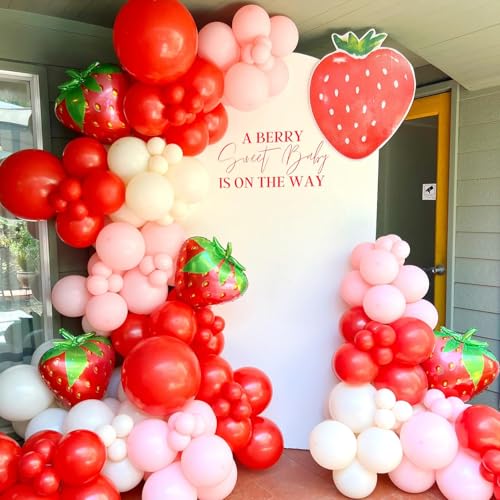 Strawberry Balloon Garland Arch Kit - 153pcs for Birthday & Party Decor