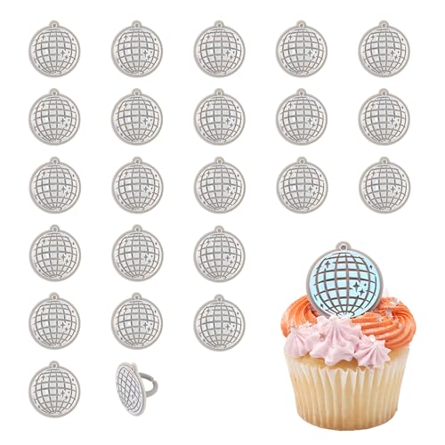 DecoPac Disco Ball Cupcake Toppers - 24 Glamorous Rings for Parties