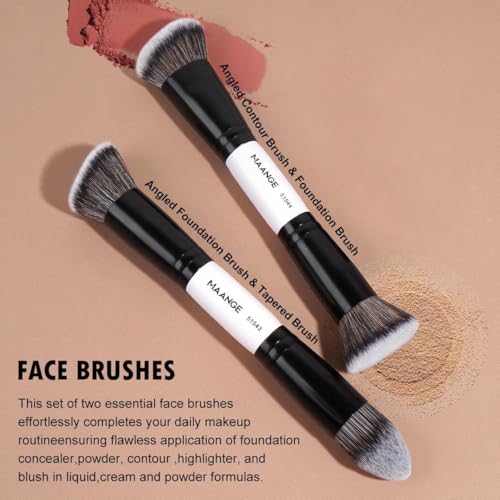 MAANGE 4-Piece Dual-Ended Makeup Brush Set - Foundation, Concealer, Blush, Eye