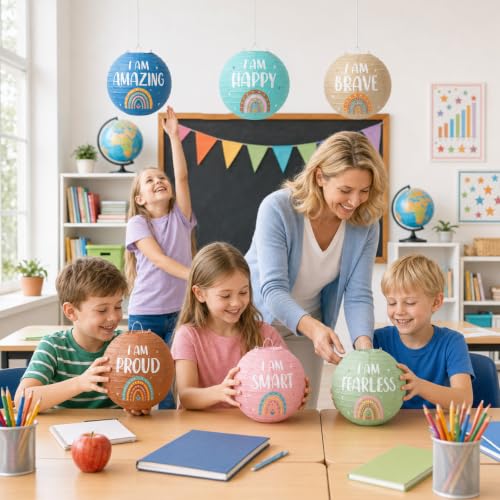 Boho Hanging Paper Lanterns - 6 Pack, 8-Inch Inspirational Decor