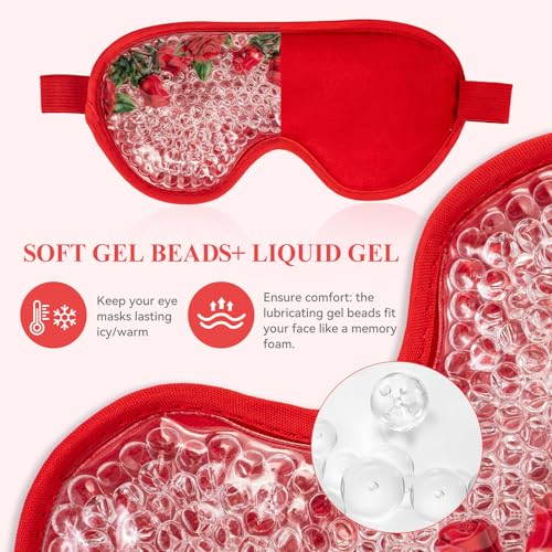 LEOSTEP Rose Essential Oil Cooling Eye Mask Set - Reusable Gel Pads for Puffiness & Headaches