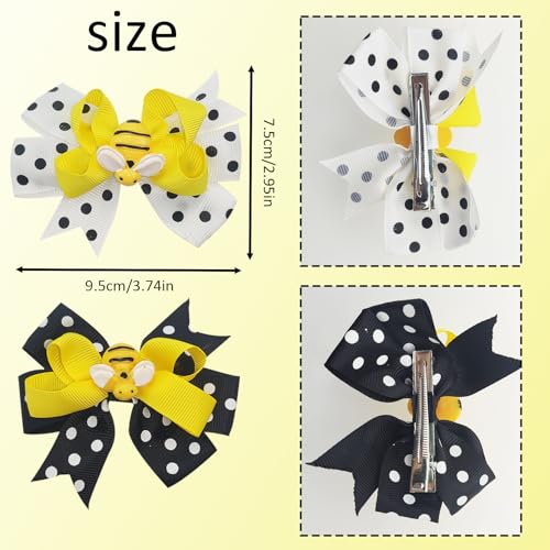 Jaczora Bee Hair Clips 4-Pack - Cute Dot Bow Alligator Hair Pins for Women