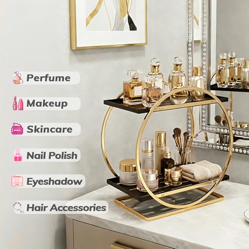 Black Gold 2 Tier Bathroom Organizer - Perfume & Makeup Storage