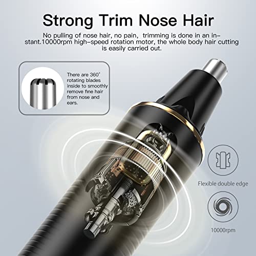 XOOMRSCP Nose Hair Trimmers for Men£¬Rechargeable Hair Trimmer 2 in 1 Painless Multifunctional Ear and Nose Hair Trimmer with IPX7 Waterproof Dual Edge Blades (Black)