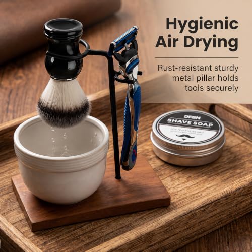 Men's Shaving Kit with Razor Stand, Ceramic Bowl, Brush & Soap