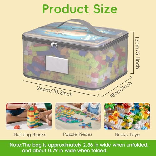 6 Pack Large Clear Toy Storage Bags with Zipper - Durable Organizer for Puzzles and Building Blocks