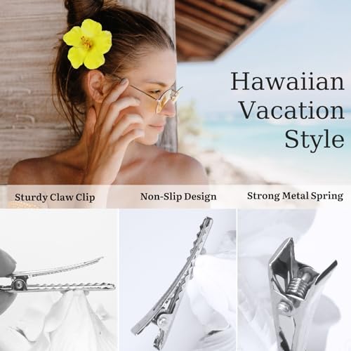 Vodolo 4-Pack Hawaiian Flower Hair Clips – Tropical Accessories